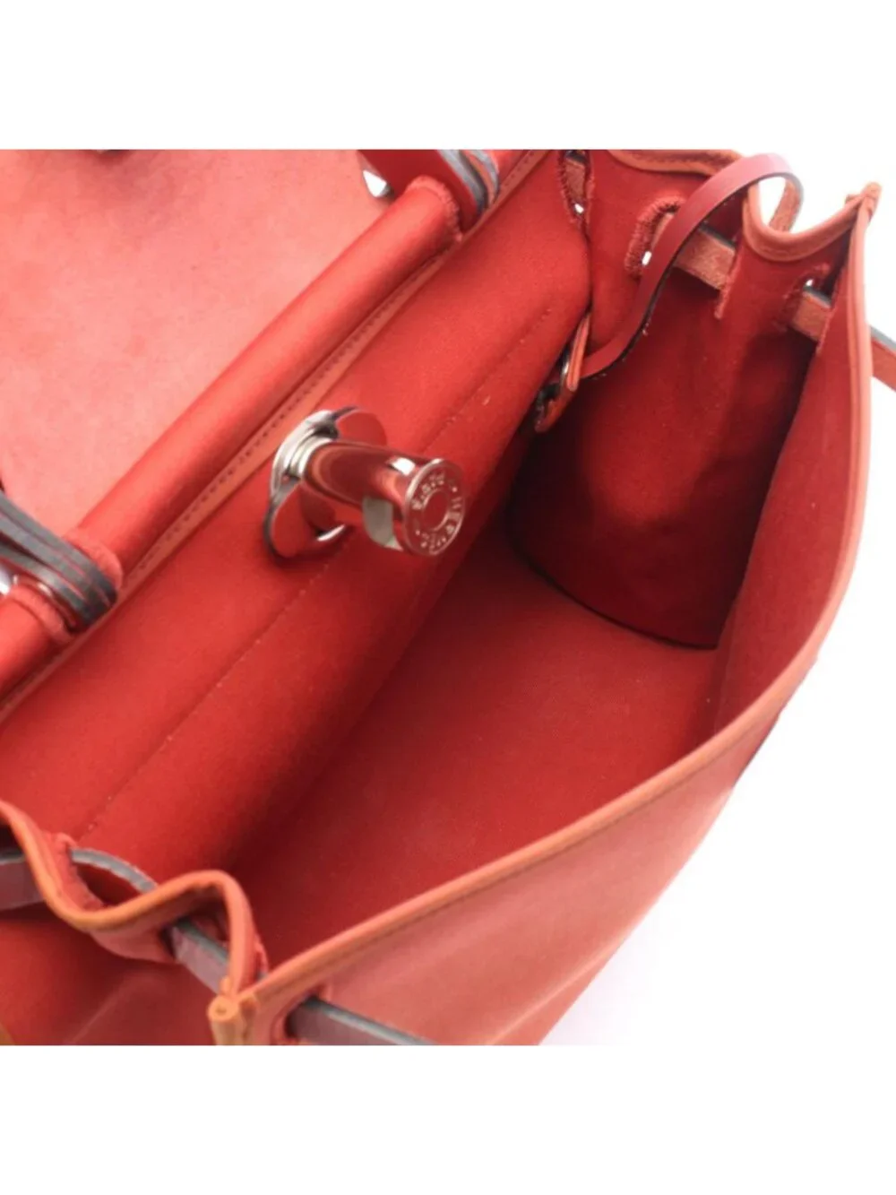 Hermes Herbag Zip PM 2-Way Rouge Ducese Ash Canvas Leather Zip PM Handbag